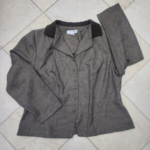 LADY DORBY SZ 18w Brown Button Blazer‎ Short 23 Inches Vintage Style